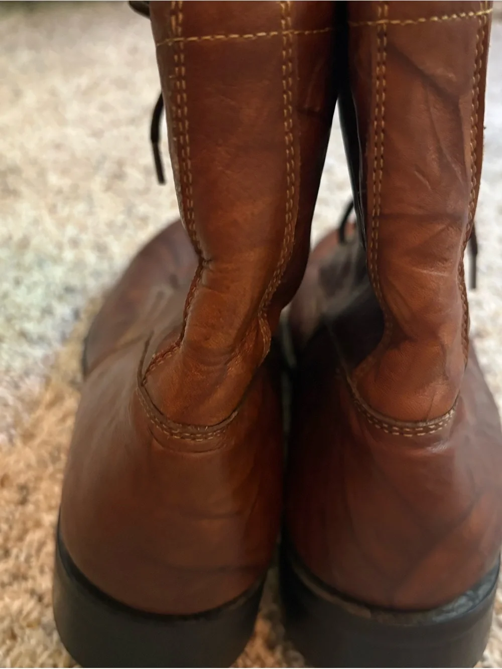 Justin Boots Chestnut Brown Leather Kids Lace-Up Ankle Boots Youth 4 1/2 NWOT
